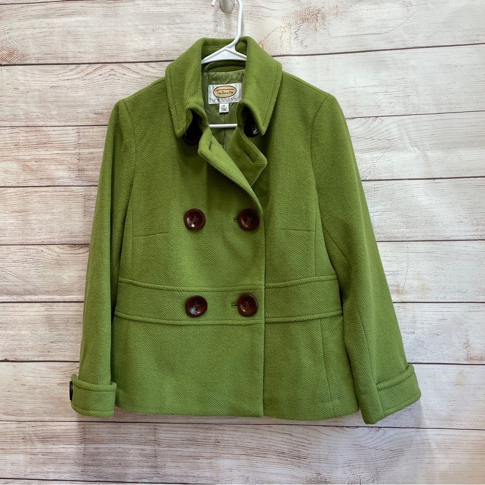 VINTAGE TALBOTS WOOL PEA COAT IN GORGEOUS GREEN